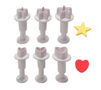 3 Pièces En Forme De Cœur Et 3 Pièces En Forme D'Étoile À Cinq Branches, Moules De Cuisson En Plastique, Moules D'Impression De Fondant, Moules De Découpe De Biscuits