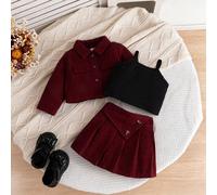 3 pièces Ensemble blazer à carreaux, débardeur et jupe pour bébé fille, style mode doux pour l'école, adapté pour l'école et l'extérieur, pour le printemps/automne 6-9M,9-12M,12-18M,18-24M,2-3YBlocs d