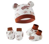 3 pièces/ensemble bonnet en coton pour nouveau-né avec moufles anti-rayures et couverture de pied pour enfant couvre-chef chaud pour bébé gants avec chaussettes ensemble gants anti-rayures pour