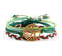 3 pièces/Ensemble Charme Cadeaux de noël imperméable à l'eau Cire chaîne Tresse Yoga Bracelets Femmes Arbre de Vie Vagues Bracelets Amoureux Bijoux Cadeaux