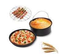 3 Pièces Ensemble d'accessoires de Friteuse à Air en Acier Inoxydable, Baril de Gâteau de Cuisson, Poêle à Pizza, Kit de Gril, Accessoires de Friteuse pour la Cuisine à Domicile, Restaurant(16cm)