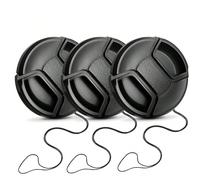 3 pièces Ensemble de bouchons d'objectif, convient pour les appareils photo reflex numériques Olympus, Pentax, noir, 37 mm/40,5 mm/43 mm/46 mm/49 mm/52 mm/55 mm/58 mm/62 mm/67 mm/72 mm/77 mm/82 mm Dia