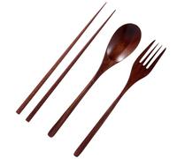 3 Pièces Ensemble de Couverts en Bois Trois Marron, pour Hôtels