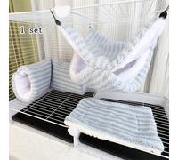 3 pièces Ensemble de hamac à double couche, tunnel de cachette et tapis pour animaux de compagnie pour petits animaux comme le pétauriste, le hamster, le lapin vert,rose,bleu,Damier jaune et blanc,Dam