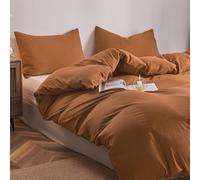 3 pièces Ensemble de housse de couette orange brûlé unicolore, ensemble de literie couleur unie rouille, terre cuite, caramel, 100% microfibre douce, utilisation toutes saisons, décoration de chambre,