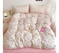 3 pièces Ensemble de literie 100% polyester, imprimé floral frais, design réversible (côté AB) (Comprend : 1 housse de couette + 2 taies d'oreiller ; Excluant le drap plat et le rembourrage/les insert