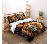 3 Pièces Ensemble De Literie 3D Planète Lion Imprimé Housse De Couette Garçons Et Adolescents Enfants Fille Faune Sauvage Housse De Couette Double(200x200cm)