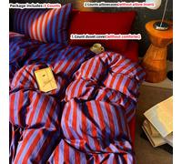 3 pièces Ensemble de literie et de couette de style simple à rayures orange, taille Queen - Collection de housses de couette en polyester super doux - Literie légère, douce et respirante (Queen, Orang
