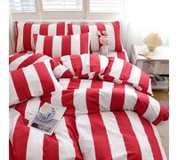 3 pièces Ensemble de literie et de couette style simple à rayures orange taille Queen - Collection de housses de couette en polyester super doux - Literie légère, douce et respirante (Queen, Orange) 1
