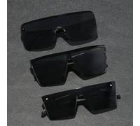 3 pièces Ensemble de lunettes intégrées de style roche en forme de bouclier noir, convient pour les vacances tropicales à la plage, les fêtes de plage, la photographie de rue, les festivals de musique