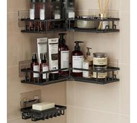 3 pièces Ensemble de porte-savon de salle de bain en acier inoxydable, étagère de douche d'angle, organisateur de douche adhésif mural, porte-gel douche, shampoing, savon. Décoration de salle de bain,