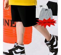3 pièces Ensemble de shorts casual de couleur unie pour enfants, noir, blanc, gris. Idéal pour l'escapade, les vacances, les voyages, la détente, les bains de soleil, l'été. 6Y,7Y,4Y,5YUnicoloreÉtoffe