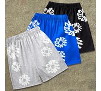3 pièces Ensemble de shorts décontractés pour adolescents avec bande réfléchissante, colorblocking, noir/gris/bleu, pour le sport et la maison, l'école, le campus, l'université 14Y,13Y,16Y,15YPlantesP