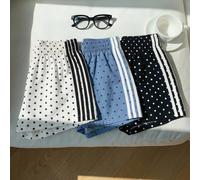 3 pièces Ensemble de shorts taille contrastée à pois pour femmes, convient pour les sports, les vacances, la saison de remise des diplômes, les jours de match de la Coupe du monde et autres occasions.