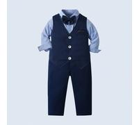 3 pièces Ensemble de tenue de gentleman pour bébé garçon : chemise à manches longues avec nœud papillon, gilet marine et pantalon, mode et pour le Nouvel An, les fêtes de Noël, les mariages, les banqu
