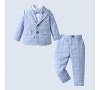 3 pièces Ensemble de tenue de gentleman pour bébé garçon : chemise à manches longues avec nœud papillon, veste de costume et pantalon, mode et pour anniversaire, mariage, baptême, cérémonie du 1er ann