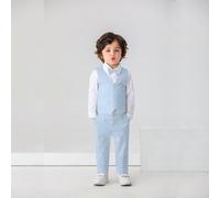 3 pièces Ensemble de tenue de gentleman pour bébé garçon : chemise blanche à manches longues avec nœud papillon, gilet et pantalon, mode pour anniversaire, mariage, célébration du 1er mois/an 6Y,7Y,4Y
