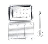 3 pièces/ensemble en acier inoxydable Portable pliant Barbecue Grill Barbecue grille support plateau pince ensemble