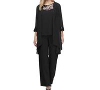 3 Pièces Ensemble Femme Chic Et Elegant Cardigans + Débardeur + Pantalon en Mousseline De Soie Dentelle Tenues Couleur Unie Polyvalente Casual Invité Mariage Soirée événements Fête Set