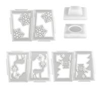 3 Pièces/Ensemble Moules en Silicone De Noël 3D Elk Flocon De Neige Bonhomme Neige Résine Bougeoir Moule Lanterne Noël pour Bougeoir Fabrication Cadeaux