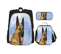 3 pièces ensemble sac à dos san berger fourrure ciel majestueux grands animaux faune livre sac voyage camping travail sac d'école trousse à crayons sac à déjeuner combinaison pour hommes femmes garç