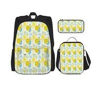 3 pièces ensemble sacs à dos abstrait printemps saison fleurs dans les tons de jaune et bleu sac de livre voyage camping travail sac d'école trousse à crayons sac à déjeuner combinaison pour hommes