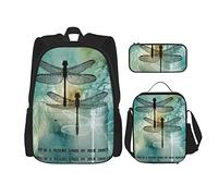 3 pièces ensemble sacs à dos amour est un ange de la nature sur votre épaule encre Dtyle libellule peinture livre sac voyage camping travail sac d'école trousse à crayons sac à déjeuner combinaison