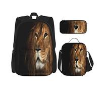 3 pièces ensemble sacs à dos animaux animaux roi lions nature monde livre sac voyage camping travail sac d'école trousse à crayons sac à déjeuner combinaison pour hommes femmes garçons filles taille