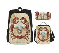 3 pièces ensemble sacs à dos Boho Style Cancer et symboles motif impression numérique livre sac voyage Camping travail sac d'école trousse à crayons sac à déjeuner combinaison pour hommes femmes gar