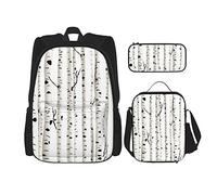 3 pièces ensemble sacs à dos bouleau branches blanches avec des feuilles automne nature forêt inspiré image Art impression livre sac voyage travail école sac trousse à crayons sac à déjeuner combina