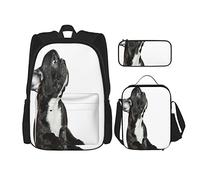 3 pièces ensemble sacs à dos bouledogue français fond blanc museau chiot livre sac voyage camping travail sac d'école trousse à crayons sac à déjeuner combinaison pour hommes femmes garçons filles t