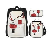 3 pièces ensemble sacs à dos chinois s'accroche à fleur de cerisier fleur de cerisier Design oriental œuvre d'art livre sac voyage travail école sac trousse à crayons sac à déjeuner combinaison pour