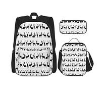 3 pièces ensemble sacs à dos daim assis debout marche poses ombre silhouette motif chasse impression livre sac voyage travail école sac étui à crayons sac à lunch combinaison pour hommes femmes garç