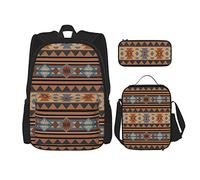3 pièces ensemble sacs à dos design sud-ouest indigène Tan gris marron américain sac de livre voyage camping travail sac d'école trousse à crayons sac à déjeuner combinaison pour hommes femmes garço