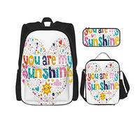 3 pièces ensemble sacs à dos disant coeur en forme de soleil mots de motivation avec étoiles cercle soleil nuage livre sac voyage travail école sac porte-crayon sac à déjeuner combinaison pour homme