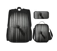 3 Pièces Ensemble Sacs à Dos Drôle Noir Gris Effrayant Mains Silhouette Ombre Ombre Motif Cartable Voyage Camping Travail Sac D'école Trousse Sac À Lunch Combinaison Pour Hommes Femmes Garçons Fille