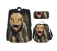 3 pièces ensemble sacs à dos drôles dragon barbu lézards reptile herpétologie sac de livre voyage camping travail sac d'école trousse à crayons sac à déjeuner combinaison pour hommes femmes garçons
