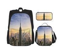 3 pièces ensemble sacs à dos Empire State Building coucher de soleil sac de livre voyage camping travail sac d'école trousse à crayons sac à déjeuner combinaison pour hommes femmes garçons filles ta