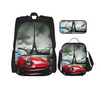 3 pièces ensemble sacs à dos européen romantique ville Paris impression livre sac voyage camping travail école sac trousse à crayons sac à déjeuner combinaison pour hommes femmes garçons filles tail