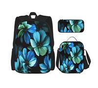3 pièces ensemble sacs à dos exotique mystique feuille bleu saison romantique fleurs heureuses nature été bio pétale nuit livre sac travail école sac trousse à crayons sac à déjeuner combinaison pou