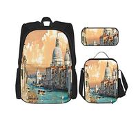 3 pièces ensemble sacs à dos Grand Canal à Venise Italie historique paysage urbain européen tour de ville Boho livre sac voyage travail école sac étui à crayons sac à déjeuner combinaison pour homme