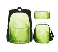3 pièces ensemble sacs à dos hêtre doux vert bokeh fond feuille écologie croissance jardin semis livre sac voyage camping travail sac d'école trousse à crayons sac à lunch combinaison pour hommes fe