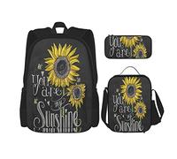 3 pièces ensemble sacs à dos jaune tournesol-vous êtes mon soleil livre sac voyage camping travail école sac trousse à crayons sac à déjeuner combinaison pour hommes femmes garçons filles taille uni