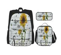 3 pièces ensemble sacs à dos jaune tournesol You Are My Sunshine planche de bois sac de livre voyage camping travail sac d'école trousse à crayons sac à déjeuner combinaison pour hommes femmes garço