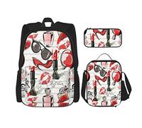 3 pièces ensemble sacs à dos maquillage ville moderne femmes et filles cadeaux cosmétique rouge à lèvres parfum livre sac voyage camping travail sac d'école trousse à crayons sac à déjeuner combinai