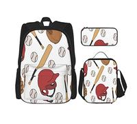 3 pièces ensemble sacs à dos motif graffiti sans couture baseball livre sac voyage camping travail sac d'école trousse à crayons sac à déjeuner combinaison pour hommes femmes garçons filles taille u