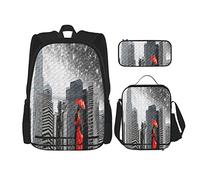 3 pièces ensemble sacs à dos parapluie voie lactée étoiles vue noir rouge pastel amour blanc ville moderne robe livre sac voyage travail école sac porte-crayon sac à lunch combinaison pour hommes fe