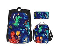 3 pièces ensemble sacs à dos pirates sous-marins crocodile pieuvre requin crabe sac de livre voyage camping travail sac d'école trousse à crayons sac à lunch combinaison pour hommes femmes garçons f
