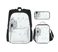3 pièces ensemble sacs à dos pissenlits fleurs mignon amoureux oeuvre impression livre sac voyage camping travail école sac trousse à crayons sac à déjeuner combinaison pour hommes femmes garçons fi