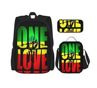 3 pièces ensemble sacs à dos Reggae Rasta One Love vert jaune rouge sac de livre voyage camping travail sac d'école trousse à crayons sac à déjeuner combinaison pour hommes femmes garçons filles tai